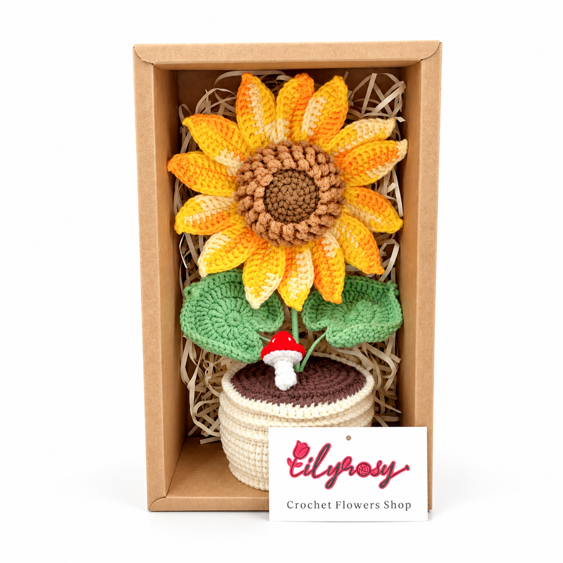 Handmade Crochet sunflowers plant Pots, hoilday gifts,home decor
