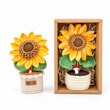 Handmade Crochet sunflowers plant Pots, hoilday gifts,home decor