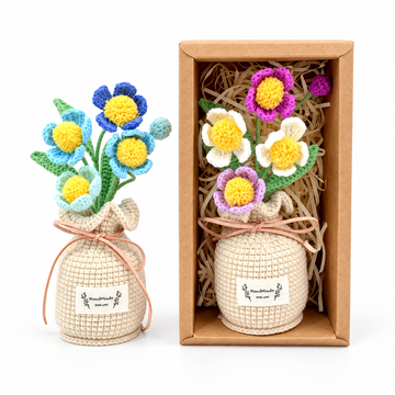 Handmade Crochet flowers plant Pots, hoilday gifts,home decor