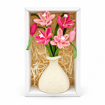 Crochet Orchid Flower Bouquet Pot, Handmade gifts
