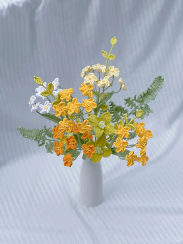 Lilyrosy Crochet forget me not flowers in vase, home decor