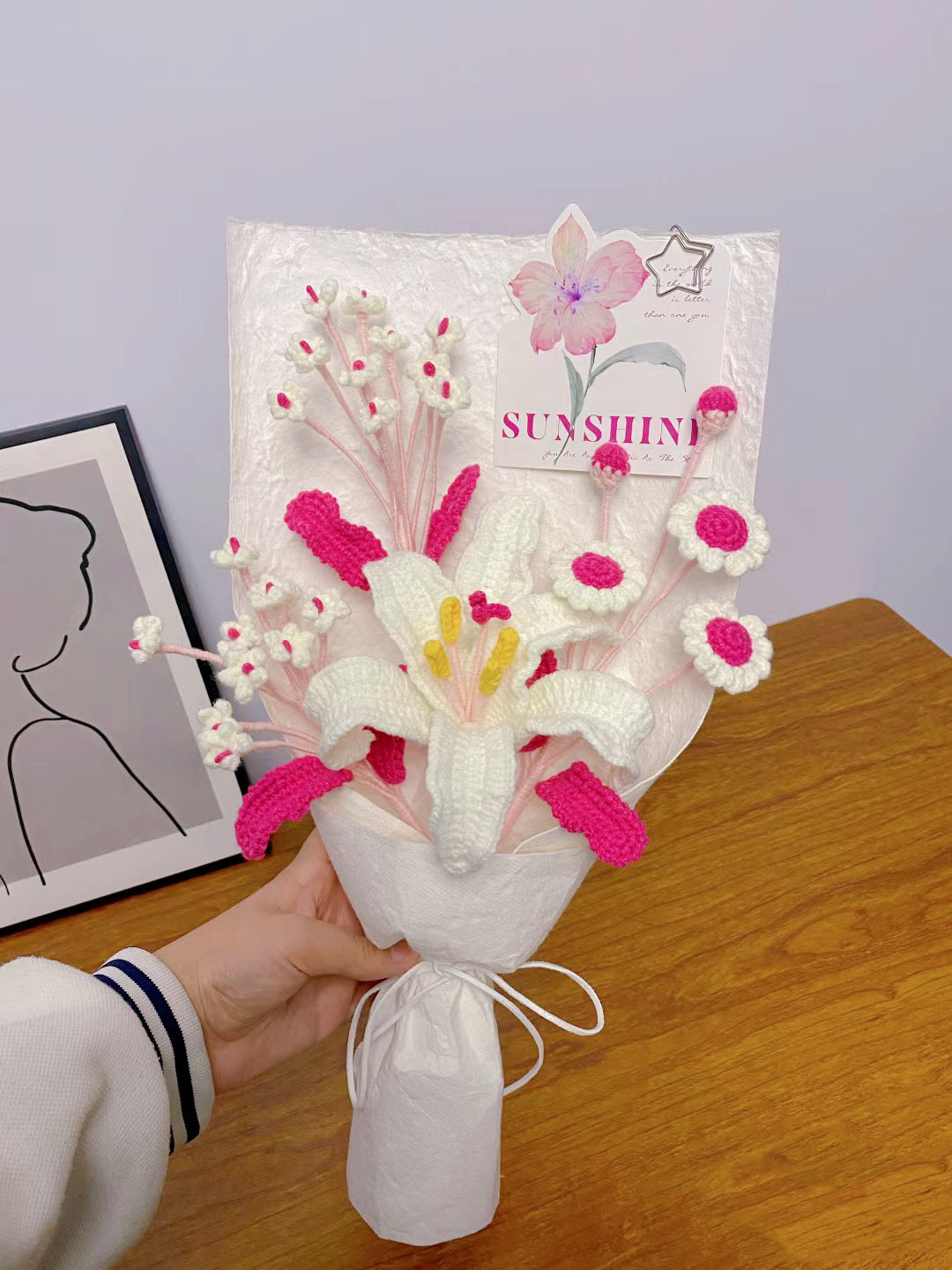 ramo de ganchillo, regalo para novia/amiga/mamá, flor personalizada