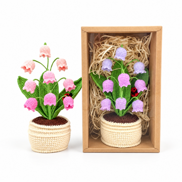 Handmade Crochet Lily of the valley flowers plant Pots, hoilday gifts,home decor