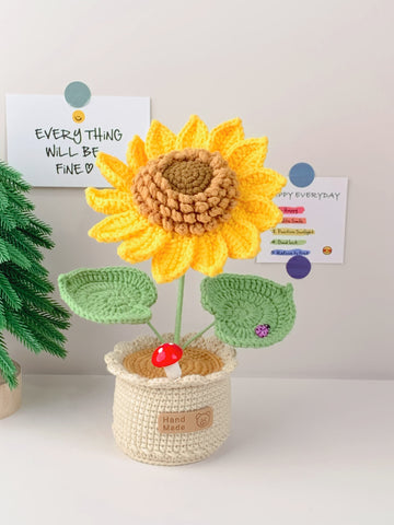 Handmade Crochet sunflowers plant Pots, hoilday gifts,home decor