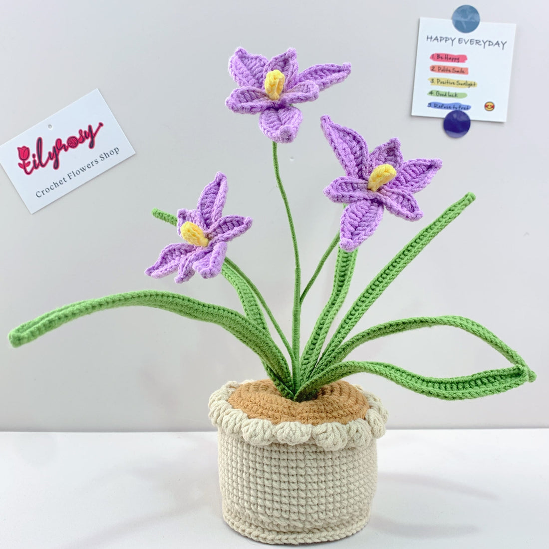 Handmade Crochet narcissus Pots, hoilday gifts,home decor