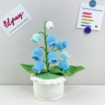 Handmade Crochet Lily of the valley flowers plant Pots, hoilday gifts,home decor