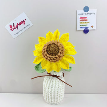 Handmade Crochet sunflowers plant Pots, hoilday gifts,home decor