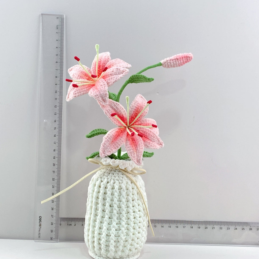 Handmade Crochet lily flowers plant Pots, hoilday gifts,home decor