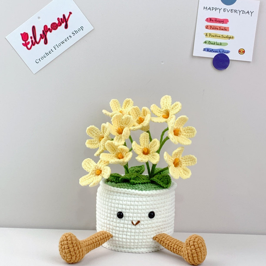 Handmade Crochet flowers plant Pots, hoilday gifts,home decor