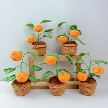 Handmade Crochet tangerine plant Pots, hoilday gifts,home decor