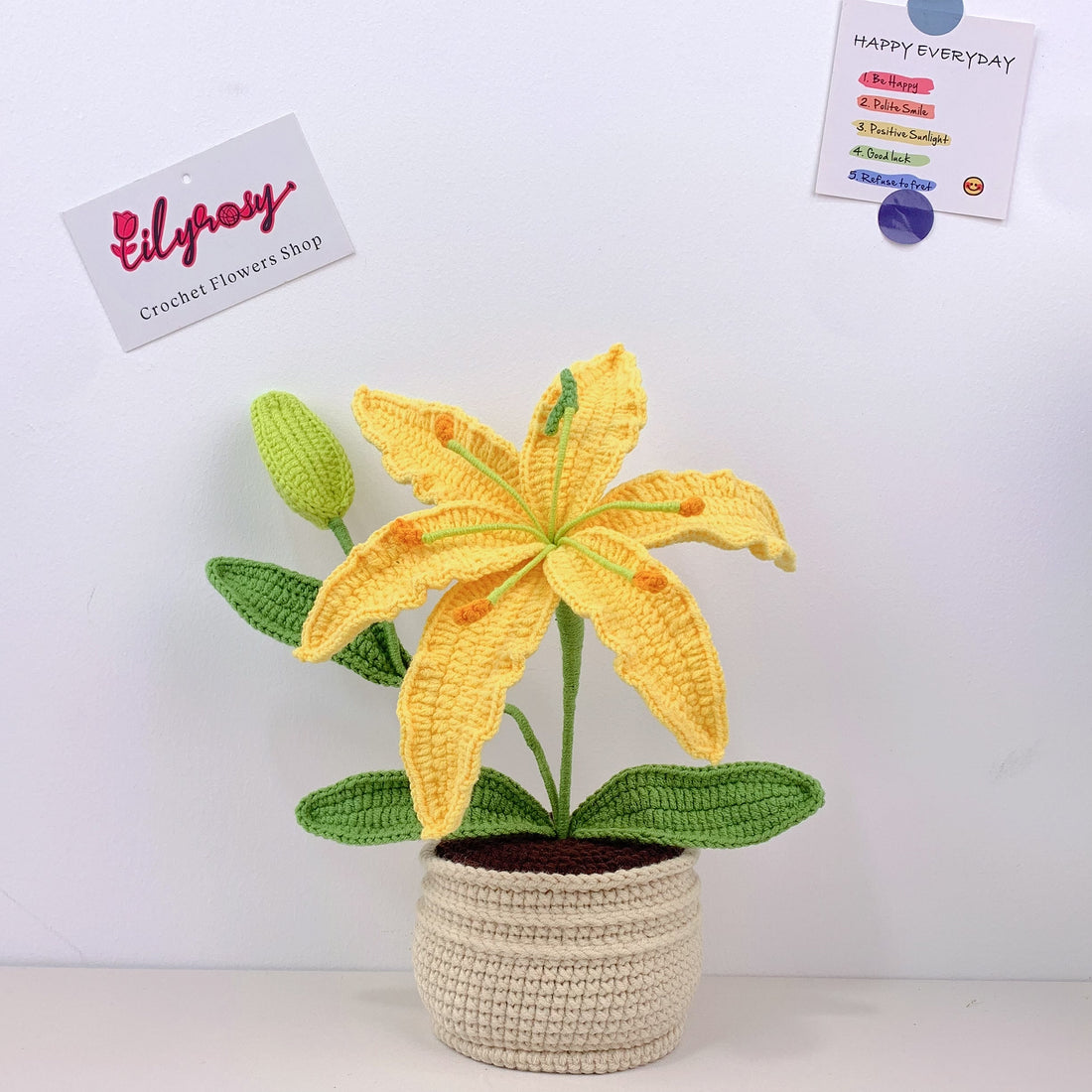 Handmade Crochet Lily flowers plant Pots, hoilday gifts,home decor