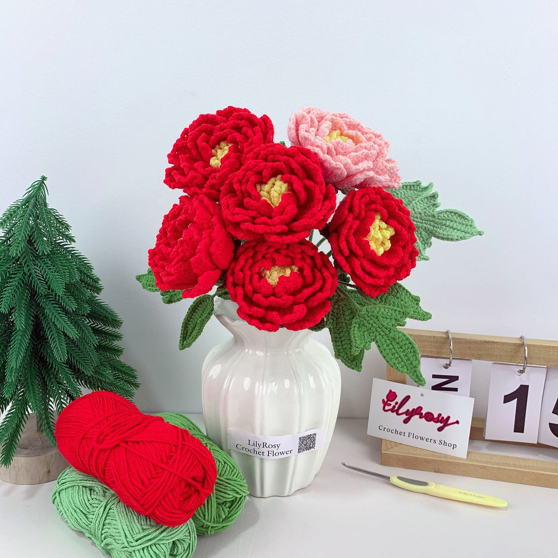 Crochet peony Flowers,Handmade Gifts