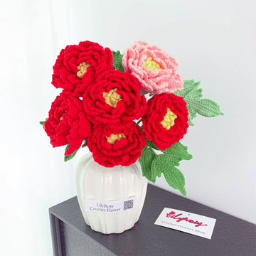 Crochet peony Flowers,Handmade Gifts