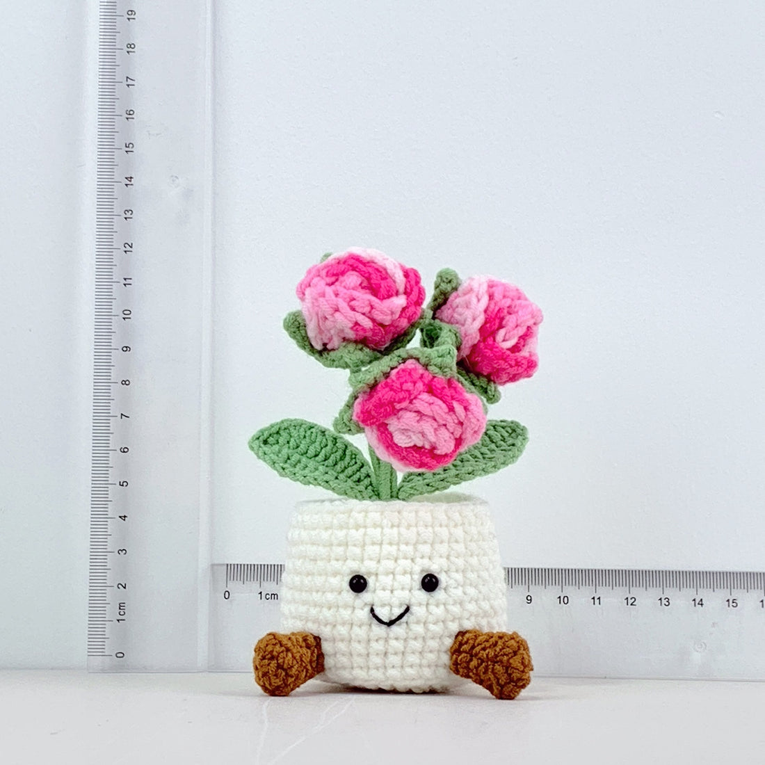Handmade Crochet Small Roses Pots, hoilday gifts,home decor