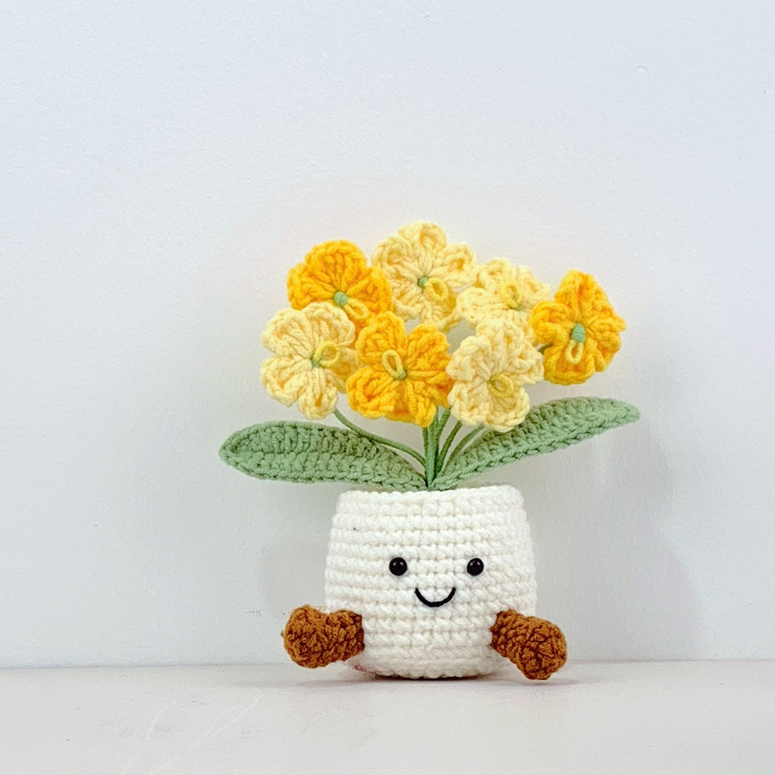 Handmade Crochet forget me not Pots, hoilday gifts,home decor