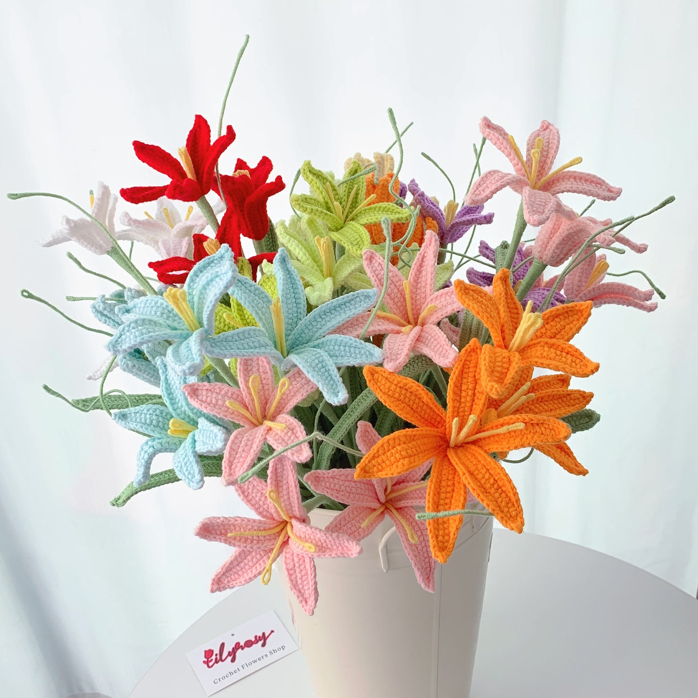 Lilyrosy Crochet Zephyranthes Candida, Handmade Gifts for Any
