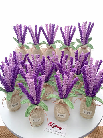 Handmade Crochet lavender flowers plant Pots, hoilday gifts,home decor