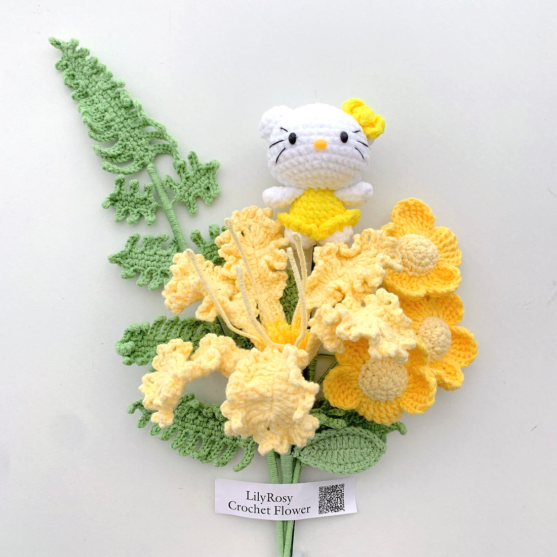 Handmade Crochet Kitty Flower Bouquet with doll ,mothers' Day gift, gifts for any occasion
