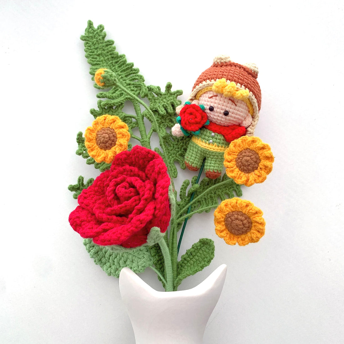 Handmade Crochet prince anfd rose Bouquet ,Valentine's Day gift, gifts for any occasion