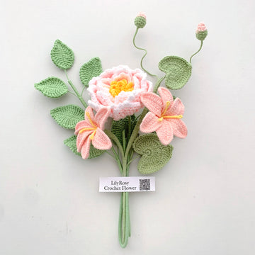 Handmade Crochet Peony Flower Bouquet ,mother's Day gift, gifts for any occasion