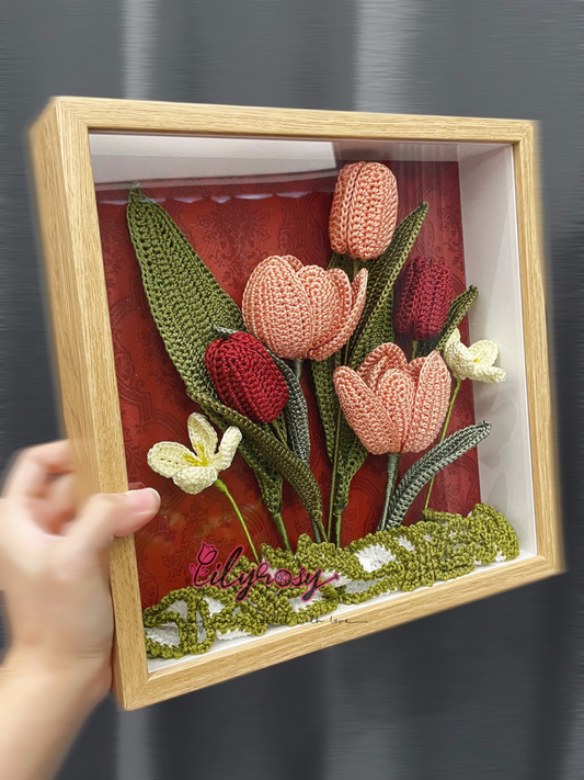 Handmade gifts|Crochet Tulips flowers photo frame ,table  Decor, Office decor,hone decor