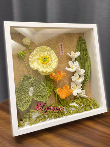 Handmade|Crochet corn poppy photo frame ,table  Decor, Office decor,hone decor