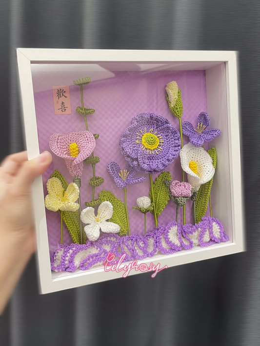 Handmade gifts|Crochet purple flowers  photo frame ,table  Decor, Office decor,home decor