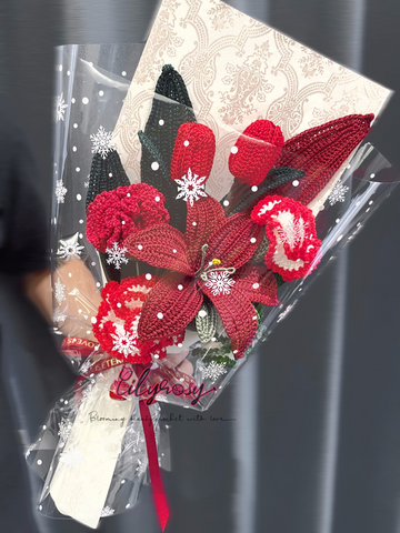 LilyRosy Crochet Christmas Lily Bouquet