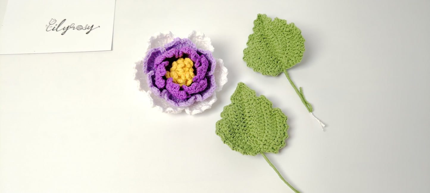 Crochet peony pattern, English pdf pattern with video tutorial, crochet pattern for beginner,lilyrosy