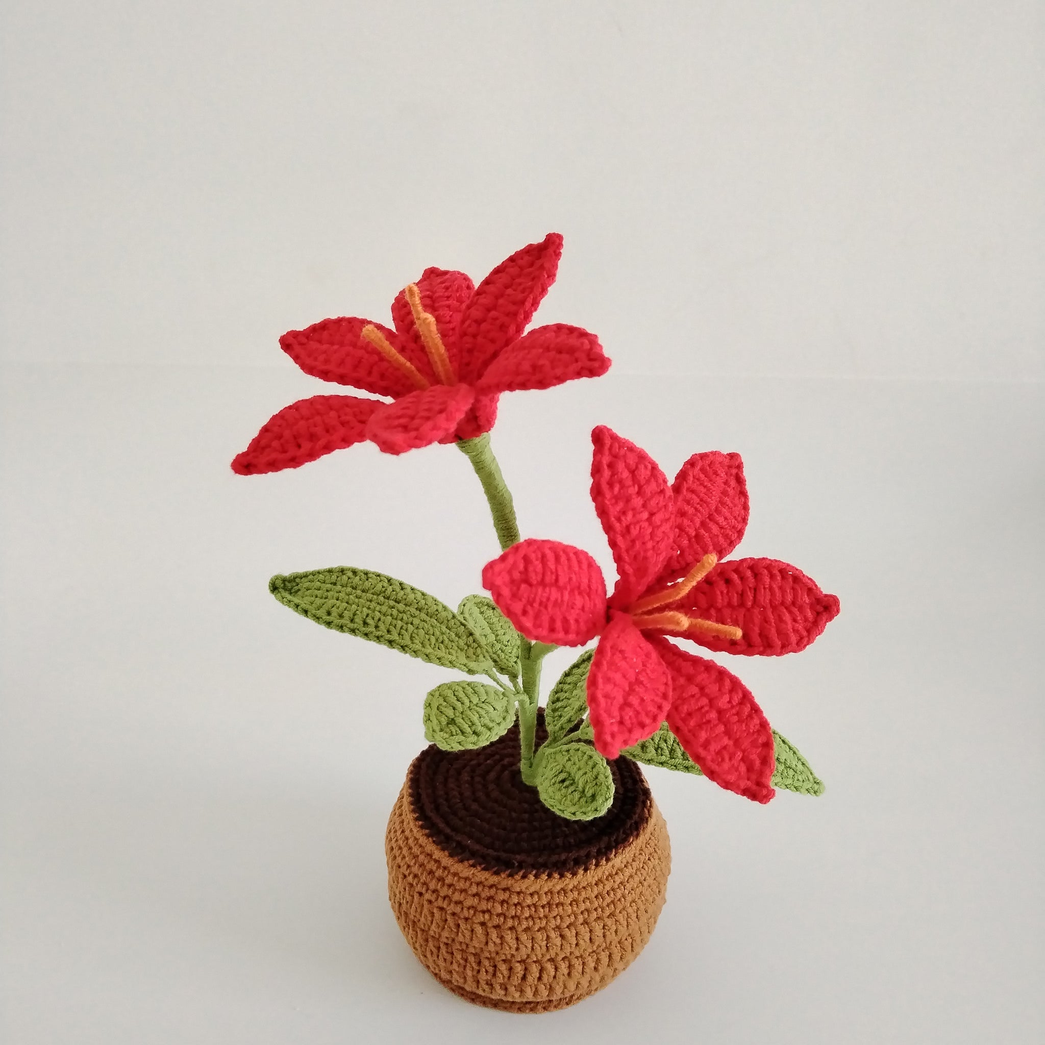 Lilyrosy Crochet alstroemeria pot pattern, with video tutorial (US term)