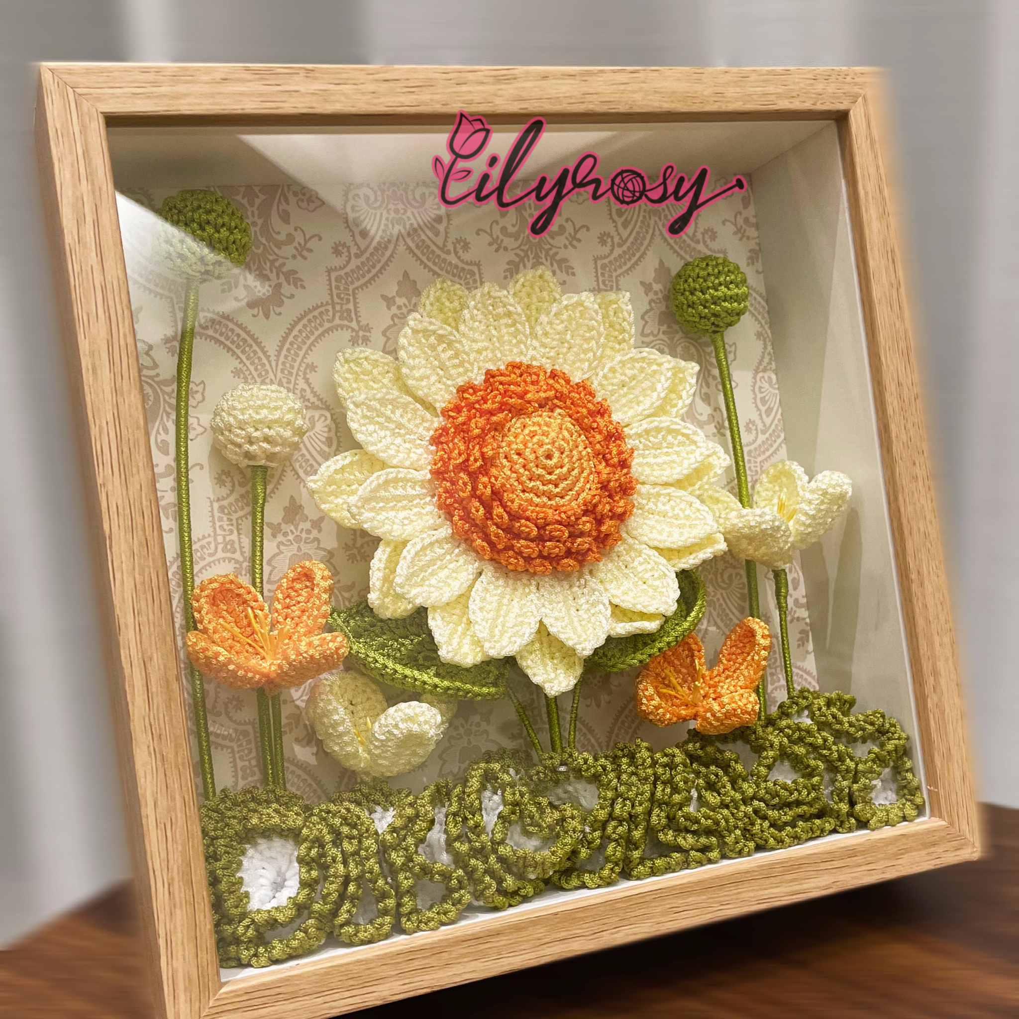 Handmade gifts|Crochet sunflowers photo frame ,table  Decor, Office decor,home decor