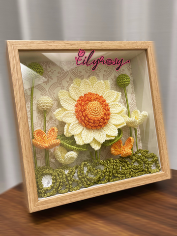 Handmade gifts|Crochet sunflowers photo frame ,table  Decor, Office decor,home decor