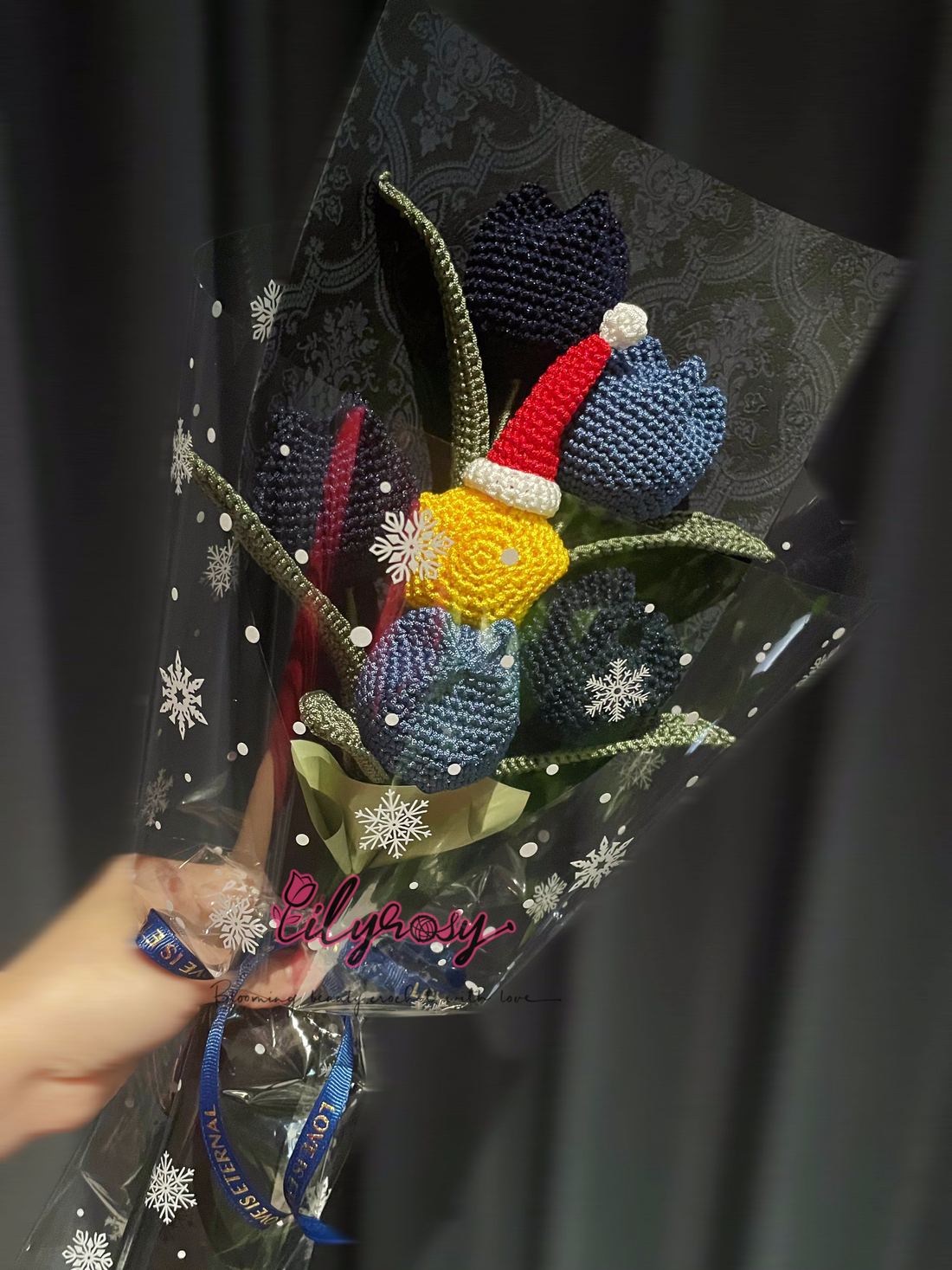 LilyRosy Crochet Christmas Tulip Bouquet, gifts for her/he