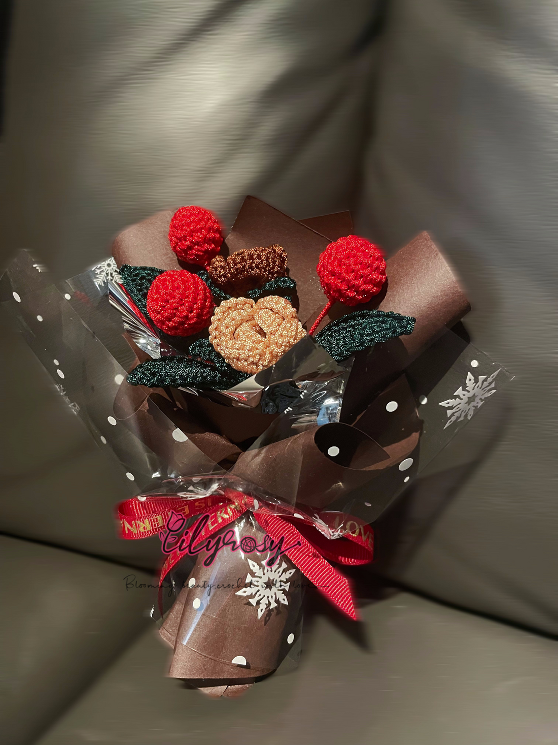 LilyRosy Crochet Small Christmas Bouquet, gifts for her/he