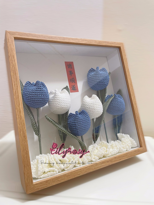 Handmade|Crochet tulips photo frame ,table  Decor, Office decor,home decor