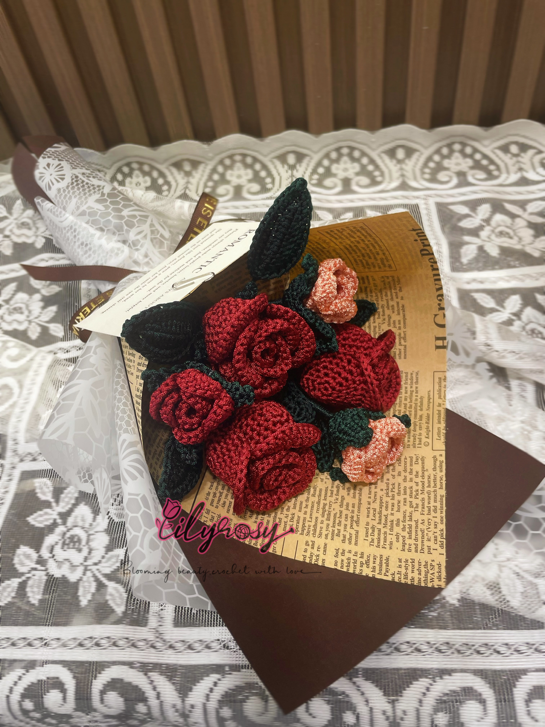 LilyRosy Crochet Christmas Roses Bouquet