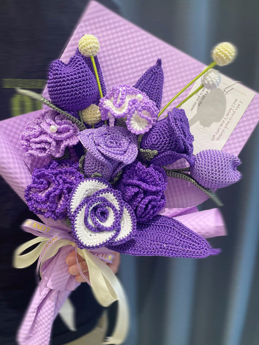 独特|钩针紫色花束，送给女朋友/朋友/妈妈/他的礼物，情人节礼物