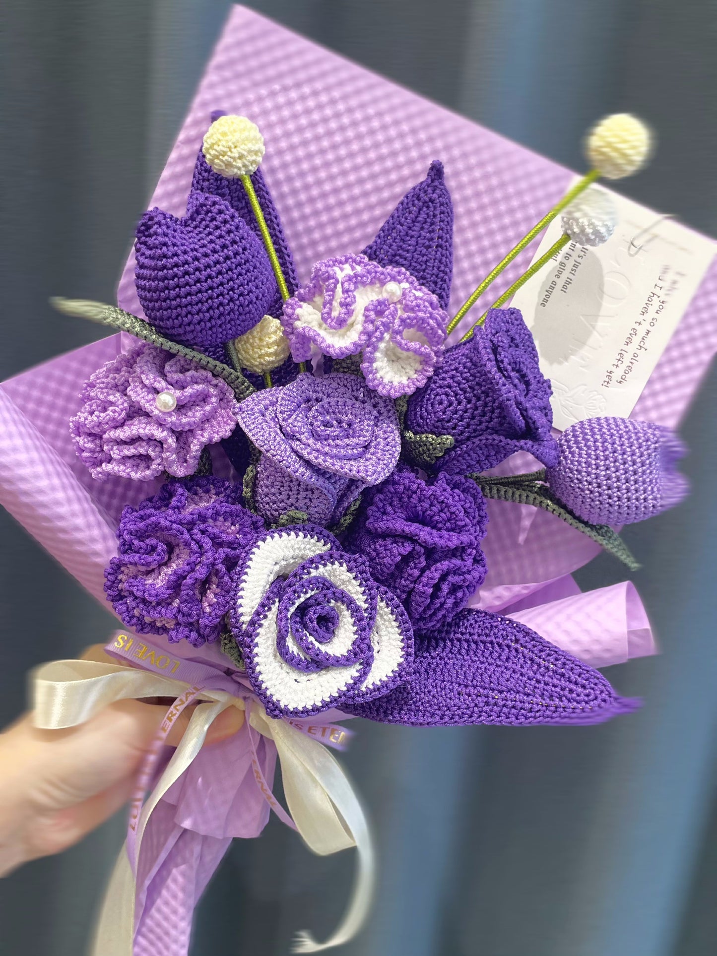 Unique|Crochet purple bouquet ,gift for girlfriend/friend/mom/him,valentines day gifts