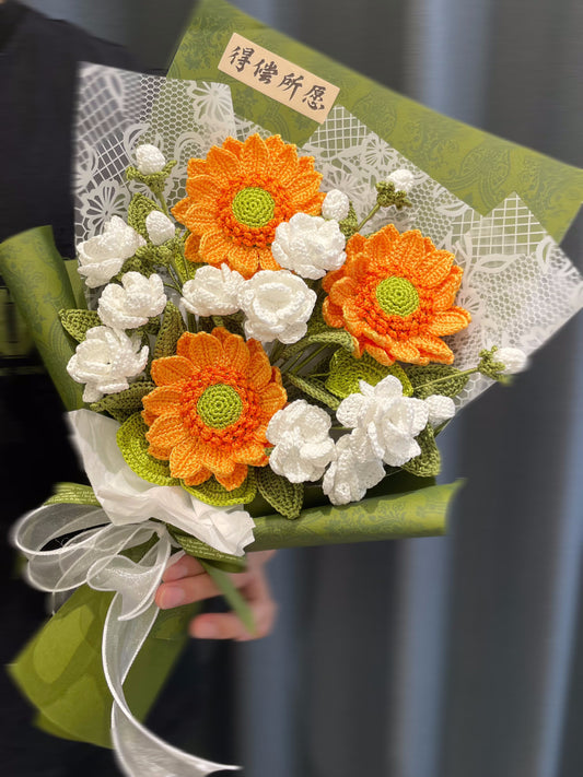 BEST SELLER|Crochet sunflowers bouquet ,gift for girlfriend/friend/mom/him,valentines day gifts