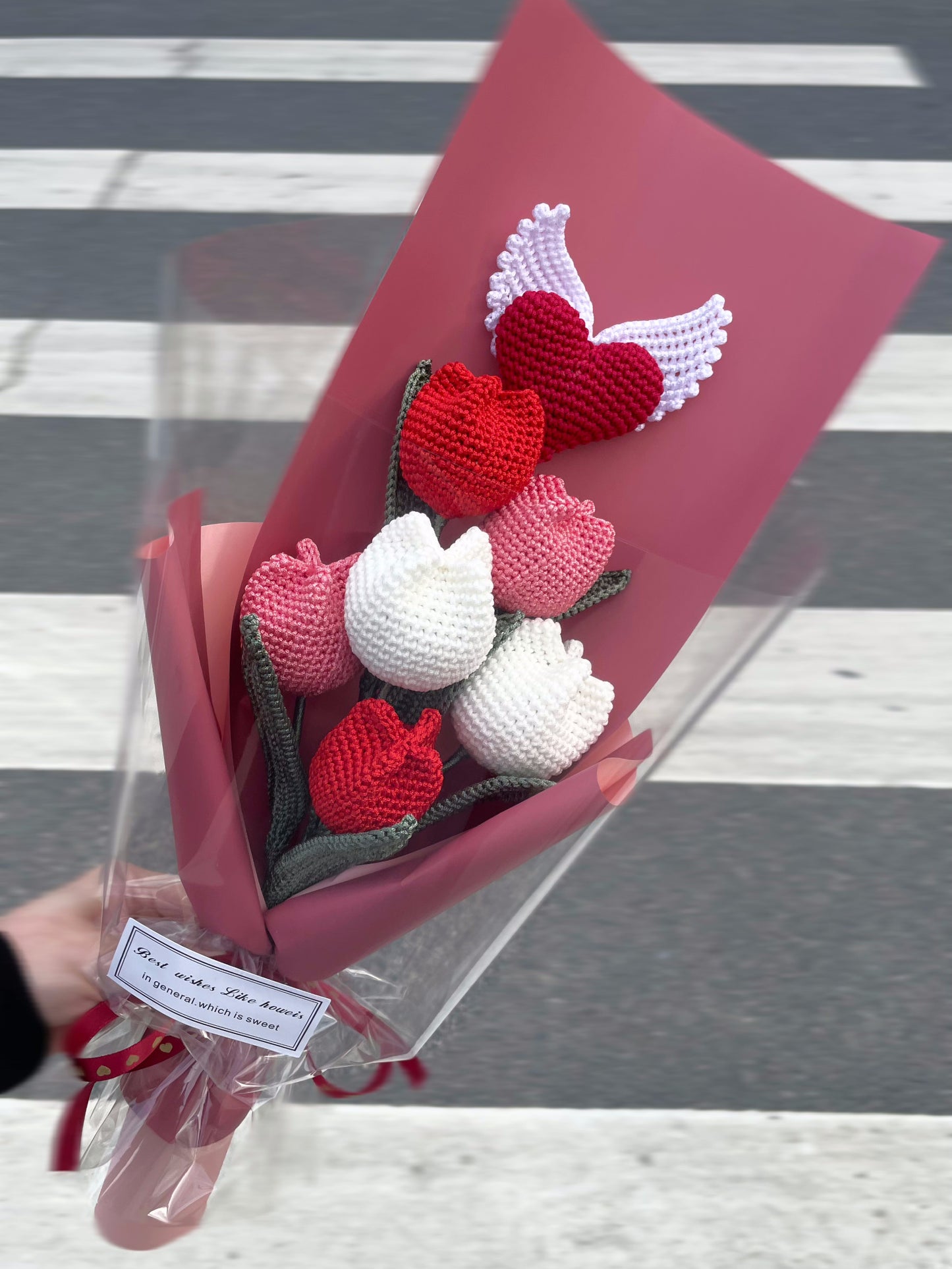 CORAZÓN /Ramo de tulipanes de ganchillo, regalo para novia/amiga/mamá/él, regalos del día de San Valentín