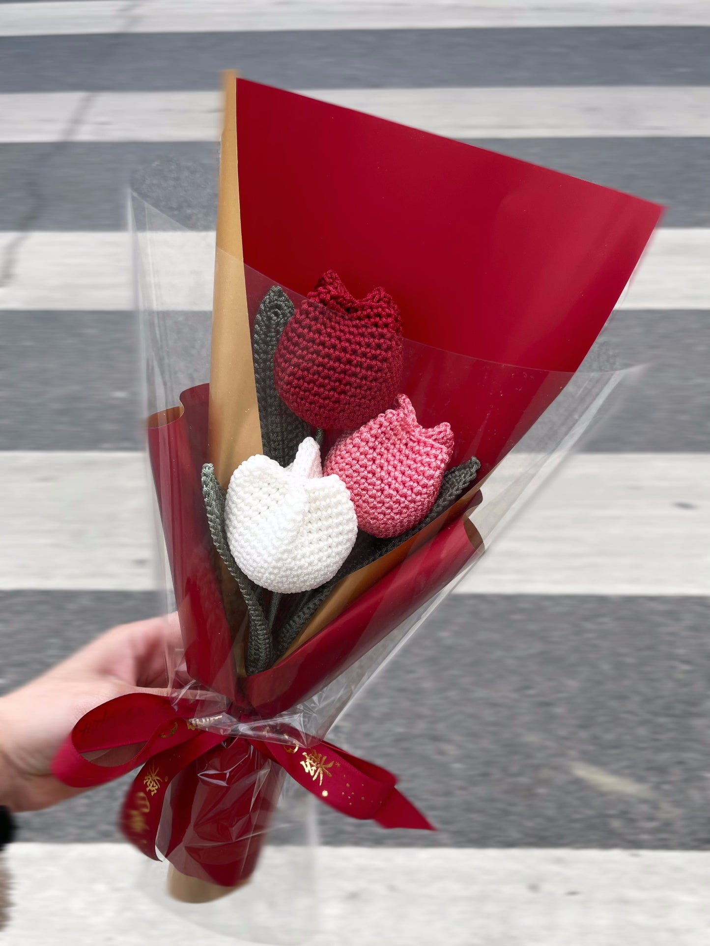 Pequeño presupuesto |Ramo de tulipanes de ganchillo, regalo para novia/amiga/mamá/él, regalos del día de San Valentín