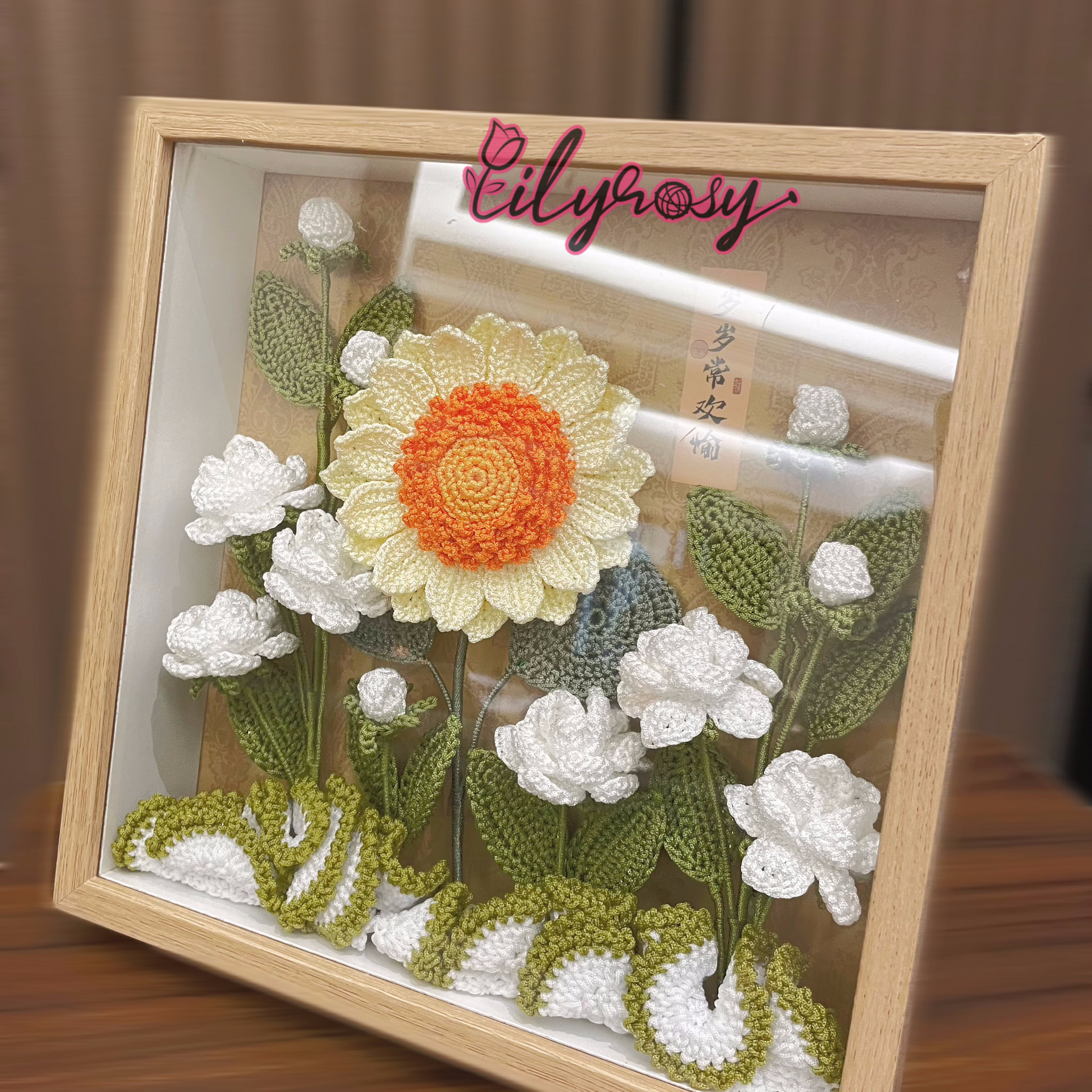 Handmade gifts|Crochet jasmine photo frame ,table  Decor, Office decor,home decor