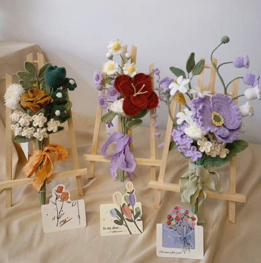Decoración de mesa de flores de ganchillo, flor de punto para el día de la madre, graduación, cumpleaños, boda de aniversario, decoración del hogar, regalo de San Valentín para ella