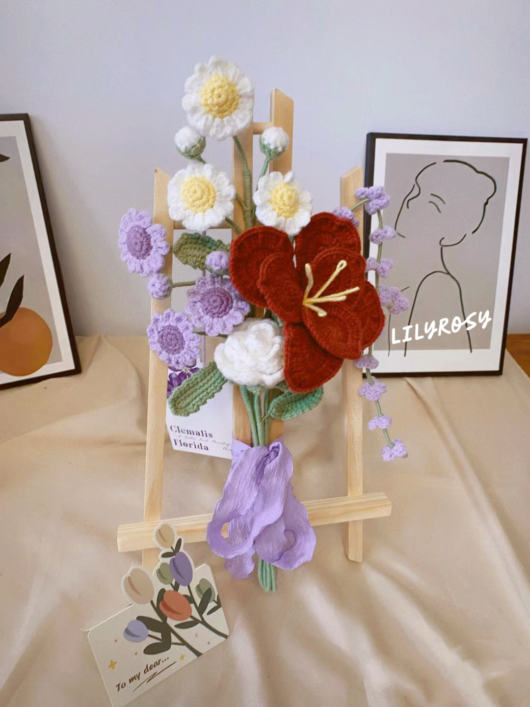 Decoración de mesa de flores de ganchillo, flor de punto para el día de la madre, graduación, cumpleaños, boda de aniversario, decoración del hogar, regalo de San Valentín para ella