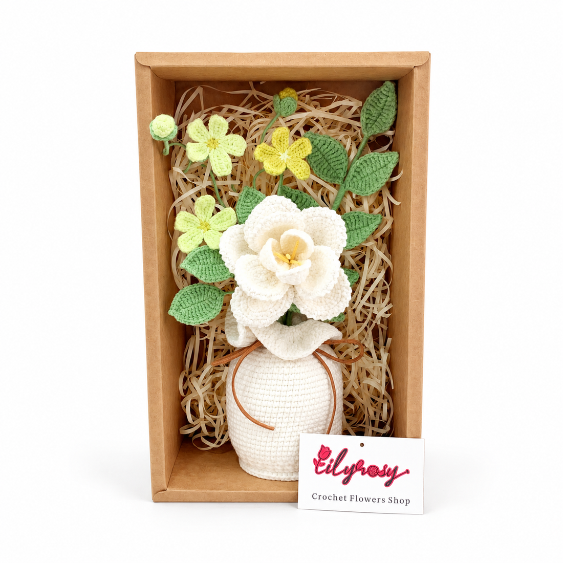 Handmade Crochet Rose Flower Bouquet Pot, gift for her