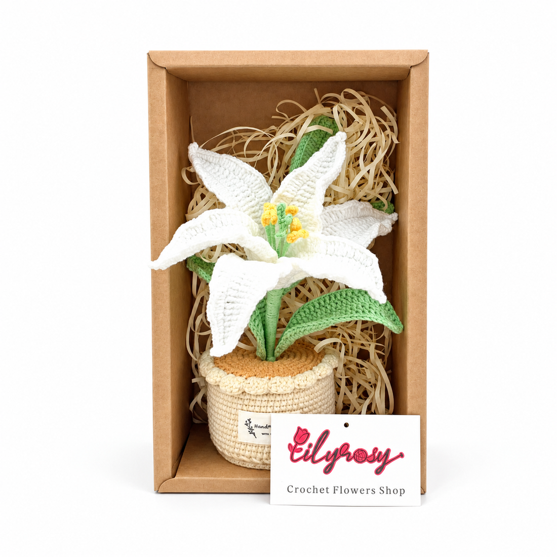 Handmade Crochet Lily flowers plant Pots, hoilday gifts,home decor