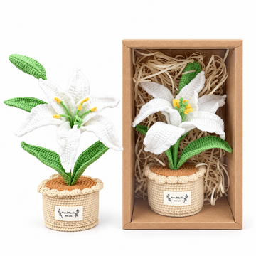 Handmade Crochet Lily flowers plant Pots, hoilday gifts,home decor
