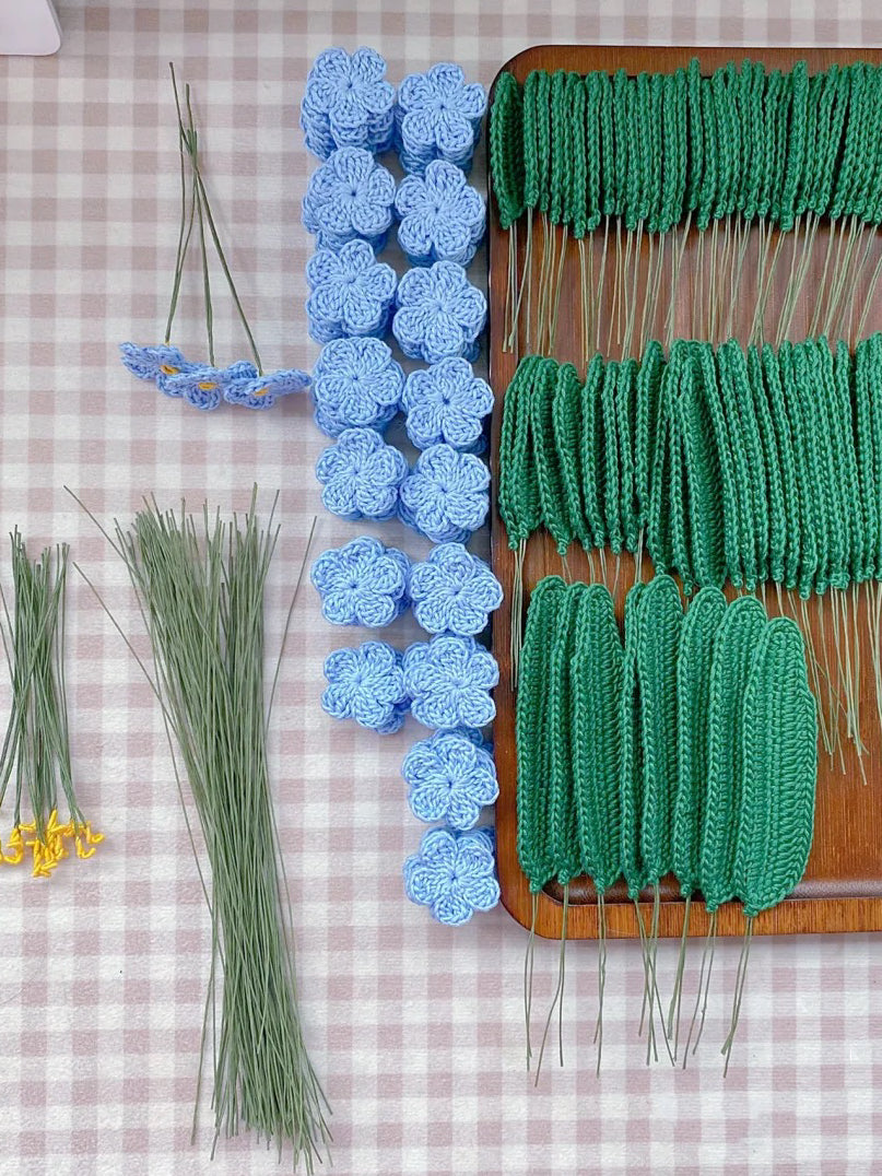 Forget-me-not crochet pattern, English pdf pattern with video tutorial for beginner,lilyrosy