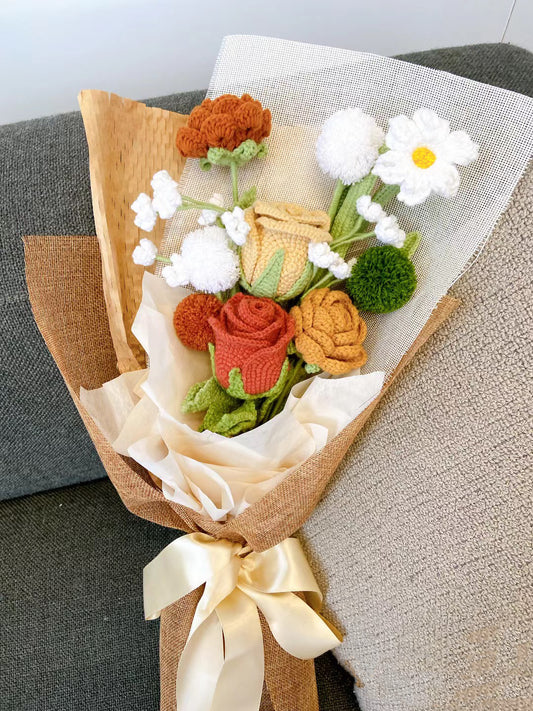 vintage crochet bouquet,Handmade flowers bouquet,crochet flower bouquet,valentine’s day and mother day, The bride carried flowers